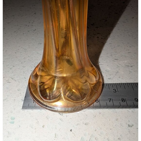 Carnival Glass Vase Circa 1907-1930  Imperial Glass Co. Marigold Iridescent - Picture 6 of 10